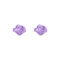 Pair of purple satin rose hair clips for girls featuring handmade 3D ribbon flower design - Purple
