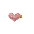 Pink glitter heart hair clip for girls with gold shimmering trim and metal duckbill clip - Heart / Pink