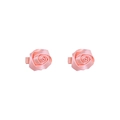 Pair of handmade pink satin rose flower hair clips with a ribbon bow design for girls - Pink