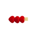 Drei rote Samt-Herz-Haarklammern für Mädchen mit goldener Entenschnabel-Basis - Leuchtendes Rot Dreifachherz (MC5086)