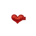 Sparkly red glitter heart hair clip with ribbon wrapped base for girls and toddlers - Heart / Red