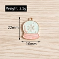 Detail eines Schneeflocken-Glaskugel-Anhängers, Größe 22mm x 16mm und Gewicht 2,1g für DIY - Schneeflocke Kugel Emaille Anhänger (YD494) / 10er Pack / Mehrfarbig
