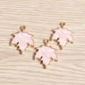 Ahornblatt-Anhänger mit rosa Marmortextur und Goldlegierungsrahmen für DIY-Schmuck - Rosa