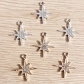 Sparkling star pendants with crystal rhinestones in gold and silver for DIY jewelry - 10 Pieces/Pack / Multicolor