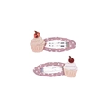 Roze haarspeldjes voor meisjes met glitterende cupcakes en schattige kersendetails - Cupcake (MC5263)