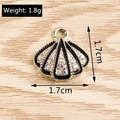 Detail view of shell-shaped alloy pendant with black enamel and colorful rhinestones - Black Shell Rhinestone Style (YD1047heise) / 10 Pieces Pack / Black