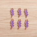 Detailed view of six purple enamel lightning bolt charms for DIY jewelry making - 10 Pieces Pack / Purple
