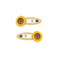 Barrettes à cheveux tournesol pour filles avec ruban jaune et blanc tressé - Tournesol (MC5267)