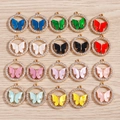 Set di ciondoli a farfalla colorati con strass scintillanti in cornice di lega dorata - Tondo Strass Colori Misti (YD650hunse)