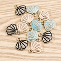 Set aus Emaille-Muschelanhängern mit Strass für DIY-Schmuck auf Holzgrundlage - Mehrfarbig Muschel Strass Gemischt (YD1047hunse) / 10er Pack / Mehrfarbig