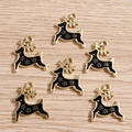 Detail showing 6-piece reindeer enamel pendants in black and gold for DIY Christmas jewelry - 10 Pieces Pack / Black