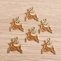 Detail view of enamel reindeer charms with floral patterns for DIY jewelry making - 10 Pieces Pack / Coffee