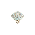 Blue enamel shell pendant with gold plating and colorful rhinestones for jewelry making - Light Blue Shell Rhinestone Style (YD1047lvse) / 10 Pieces Pack / Light Blue