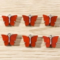 Set di sei ciondoli a farfalla rosso acceso con bordi in metallo argentato - Rosso Brillante (YD979hongse)