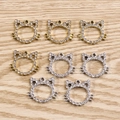 Set van 8 luxe kattenkop-hangers in goud en zilver met strass-steentjes voor DIY-sieraden - 10 Stuks Verpakking / Meerkleurig
