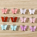 Set of colorful butterfly pendants in acrylic and silver metal for DIY jewelry making - 10 Pieces Pack / Multicolor