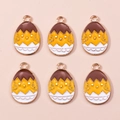 Detailed close-up of six enamel Easter chick charms for creative DIY jewelry and keychains - Chick In Shell (1120)