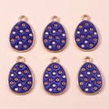 Detail of purple enamel Easter egg charms with colorful polka dots and gold metal plating - Purple Dotted Egg (1121)