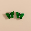 Ciondolo a farfalla in resina verde scuro con bordi argentati per gioielli fai-da-te - Motivo Marmo Verde Scuro (YD979lvse)