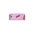 Pink fabric hair clip with embroidered cupcakes and hearts for girls hair accessories - Ice Cream Pink Embroidered (MC5191)
