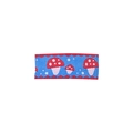 Girl's hair clip featuring blue fabric with red mushroom embroidery and wavy edges - Mushroom Blue Red Embroidered (MC5195)