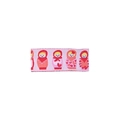 Pink fabric hair clip featuring colorful embroidered Russian matryoshka dolls for girls - Pink Matryoshka Doll Embroidered (MC5201)