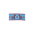 Sky blue rectangular embroidered hair clip featuring brown ponies and red hearts - Sky Blue Pony Heart Embroidered (MC5202)