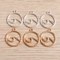 Minimalist silver and rose gold sea wave hollow circle pendants for DIY jewelry making - 20 Pieces Set / Multicolor
