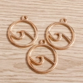Three minimalist geometric wave pendants in gold plating for DIY jewelry crafting - 20 Pieces Set / Gold