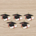5Pcs alloy graduation cap and scroll charms with enamel finish for DIY jewelry - 10 Pieces Pack / Black
