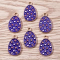 Blue enamel egg charms with colorful polka dots and gold trim for DIY jewelry - 10 Pieces Pack / Blue Polka Dot Pattern (YD1121)