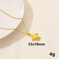 Goldene Meeresschildkröte Anhänger Halskette mit Muscheldetails auf Texturhintergrund - Gold Gravierte Meeresschildkröte Stil (S958-G+N22-G)