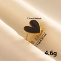 Detail shot of vintage heart ring with black enamel and gold rope band measurements - Gold Base Black Heart (J615-G-B)
