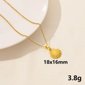 Collana con ciondolo a conchiglia in acciaio inossidabile dorato con trama fine - 18x16mm / Stile Conchiglia Oro (S877-G+N22-G)