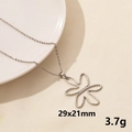Collana in acciaio inossidabile argento con ciondolo a fiore strutturato di 29x21mm - 29x21mm / Stile Fiore Cavo Argento (S1065-S+N22-S)