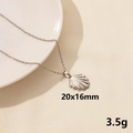 Collana in acciaio inossidabile argento con ciondolo a conchiglia a forma di ventaglio - Stile Conchiglia Radiante Argento (S1116-S+N22-S)