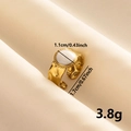 Detail eines 304 Edelstahlrings mit Hammerschlag-Textur, weißer Einlage und Maßangaben - J632-G-W / Gold-Weiß