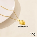 Elegante collana con ciondolo a conchiglia dorata a ventaglio con catena in acciaio - Stile Conchiglia Radiante Oro (S1116-G+N22-G)