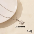 Silver hollow turtle pendant necklace in stainless steel with 25x14mm turtle charm - Silver Sea Turtle Style