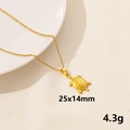 Golden turtle pendant necklace featuring a 25x14mm shell design on a gold O-chain necklace - Gold Turtle Style