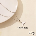Collana minimalista in acciaio inossidabile argento con ciondolo balena, 17x16mm, 2,7g - Stile Coda di Pesce Argento (S1599-S+N22-S)