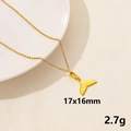 Collana con ciondolo a coda di pesce dorata, misura 17x16 mm e peso di 2,7 grammi - Stile Coda di Pesce Oro (S1599-G+N22-G)