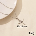 Silver stainless steel Ankh cross necklace with winged scarab pendant, 30x22mm - Silver Winged Ankh (S897-S+N22-S)
