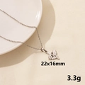 Silver stainless steel necklace featuring a 22x16mm butterfly and floral pendant - Silver Cupid Angel (S900-S+N22-S)
