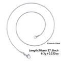Sleek 1.2mm silver stainless steel snake chain necklace with lobster clasp and 70cm length - Silver