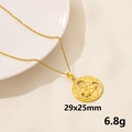 Collana in acciaio inossidabile dorato con ciondolo a moneta in rilievo e nodo geometrico - Stile Nodo Celtico Vuoto Tondo Oro