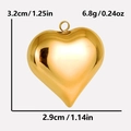 Detailopname van goudkleurige hartvormige hanger met gepolijste spiegelglans en oog - 3.2cm Spiegelhart Stijl (S1959-G) / Goud