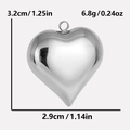 Gepolijst roestvrijstalen hart hanger afmetingen met 3,2 cm breedte en 6,8 g gewicht detail - 3.2cm Spiegelhart Stijl (S1959-S)