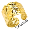 Detail view of gold lava texture ring showing dimensions 1.5cm height and 1.7cm width - Gold