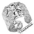 Macro shot of irregular pleated 304 stainless steel ring with 1.5cm width and 1.7cm opening - Silver